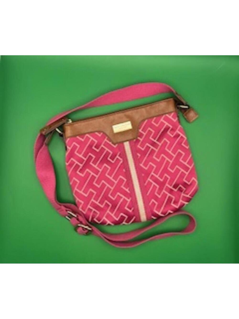 TOMMY HILFIGER Small Cross Body Pink Jacquard Messenger Purse Shoulder Bag